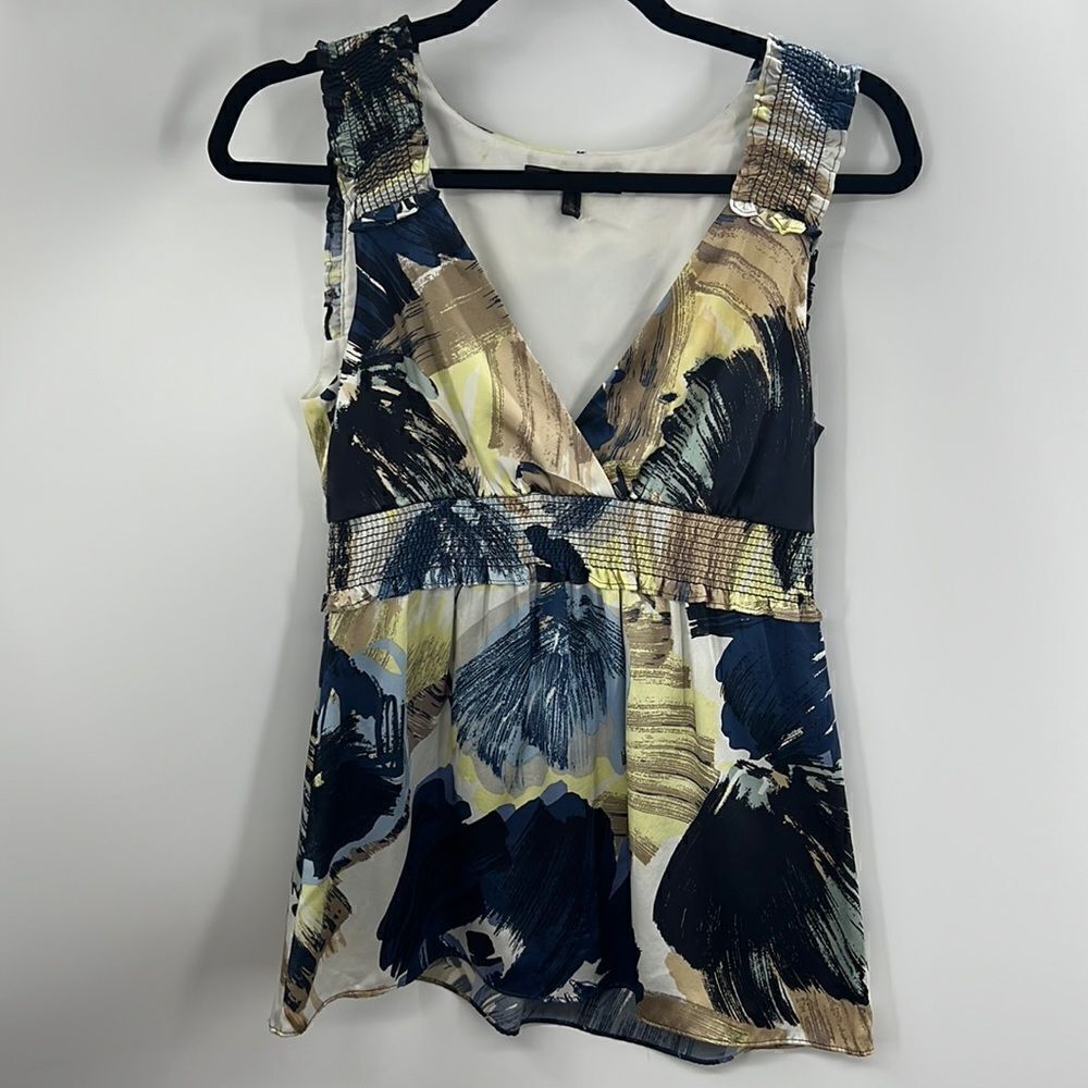 BCBGMAXAZRIA XS sleeveless silk abstract print top